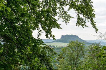 Fototapeta na wymiar View at the Lilienstein in the Saxon Switzerland