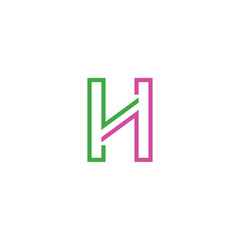 initial letter H logo, line art style design template