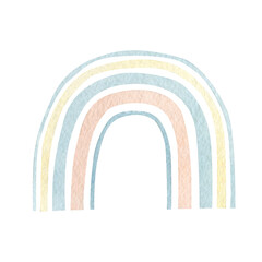 Watercolor cute freehand aesthetic rainbows . Children's rainbow printing for clothing, cute logo, baby boy shower, instagram stories, hightlights, baby nursery decor.
