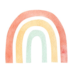 Watercolor cute rainbows in warm pastel colors. Hand painted children's rainbow printing for clothing, cute logo, baby shower, instagram stories, hightlights, baby nursery decor.jpg