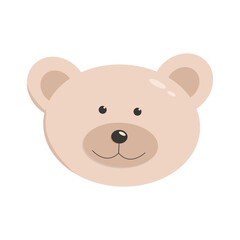 The head of a cute bear on a white background. Vector illustration of a colored bear isolate.