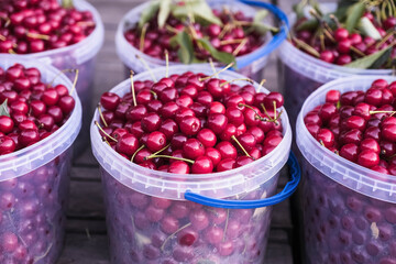 Cherry buckets like this year's harvest