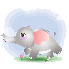 cute little elephant in the children's style. cute cartoon elephant vector illustration