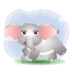 cute little elephant in the children's style. cute cartoon elephant vector illustration
