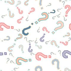 Quiz seamless pattern. Question marks, doubt, faq