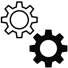 Black and White Gear Vector Collection for Icon, Symbol and Design