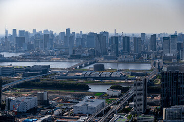 豊洲エリアの街並みを空撮
