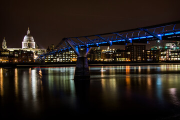 Fototapeta na wymiar Saint Paul's Cathedral and Millenium Bridge view in London