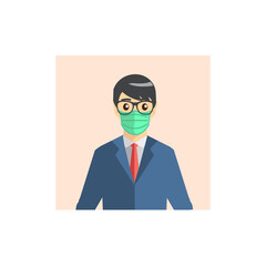 business man with medical mask 