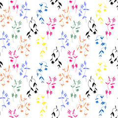 Little flower seamless pattern in vintage Scandinavian minimalism aesthetic, retro background.
