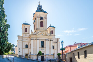 Fototapeta na wymiar View at the Church of Assumption of the Blessed Virgin Mary in Banska Stiavnica, Slovakia