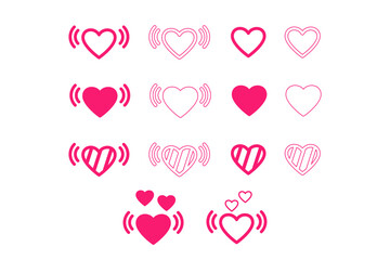 Love icon set with pink color