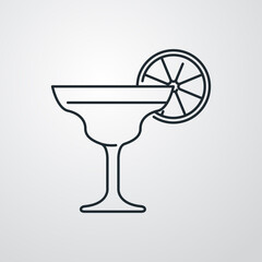 Icono plano lineal cocktail margarita en fondo gris