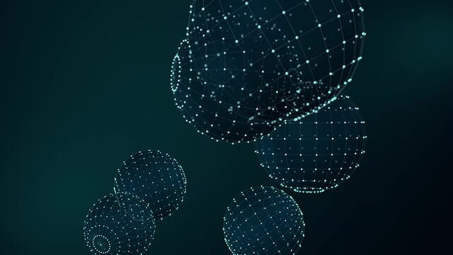 3D nanotechnology fullerene texture cyberspace. Nano fiber chemical modern material design. Atom molecule macro structure layer superconductor development animation