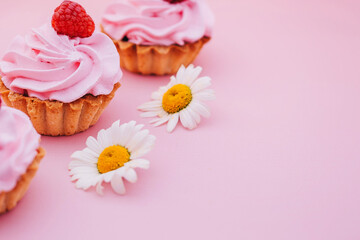 cupcake with pink icing and sprinkles