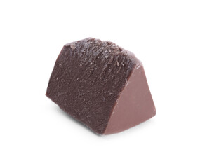 Piece of milk chocolate isolated on white