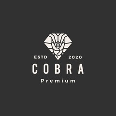 cobra in diamond shape hipster vintage logo vector icon illustration