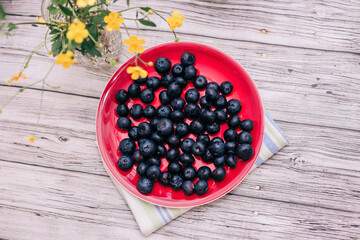 berries in a wooden bowl