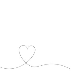 Love heart continuous one line drawing. Vector illustration