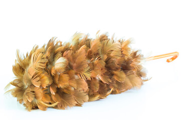Feather broom for cleaning on white background
