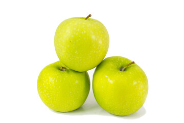green apples on white background