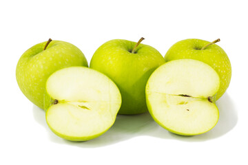 green apples on white background