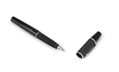 black pen  on a white background