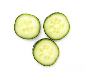 Fresh cucumber slice isolated on a white background