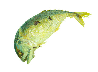 The image of mackerel on a white background has a tasty fresh taste for ready to eatery and the...