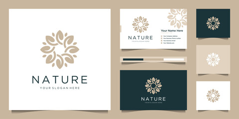 Elegant flower logo design abstract. Can be used for beauty salons, decorations, boutiques, spas, yoga, cosmetic and skin care products. premium business card vector