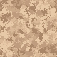 Seamless digital desert pixel camo texture vector for army textile print