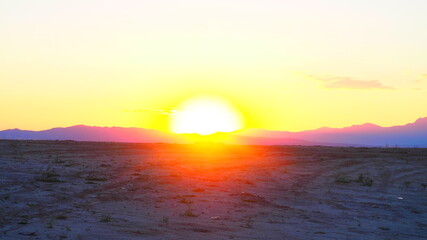 Orange sunset in the mountains of northern Madrid