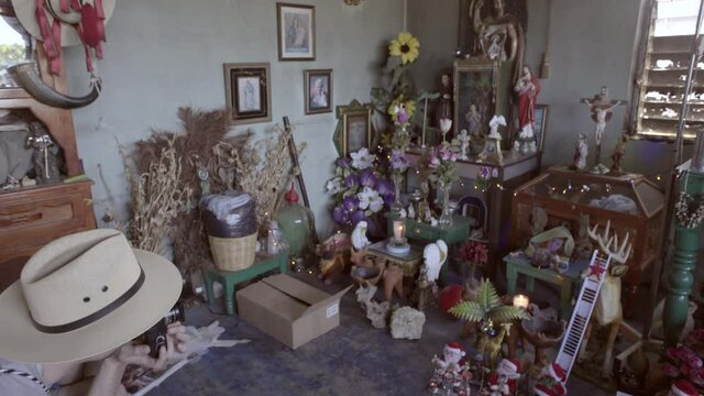 Photographer takes a picture of the Maya chapel in Chamula in Chiapas, Mexico.
