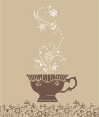 Card with teacup. kitchen illustration