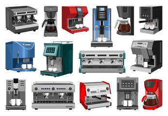 Coffee machine vector cartoon set icon.Isolated cartoon set icon maker espresso. Vector illustration coffee machine on white background.