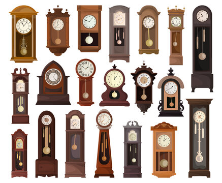 Antique clock isolated cartoon set icon. Vector illustration old watch on white background. Vector cartoon set icon antique clock.
