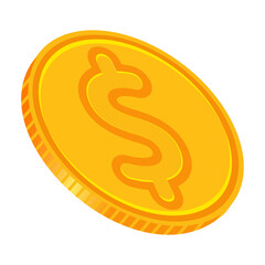 Dollar coin cartoon vector icon.Cartoon vector illustration of coin of dollar icon.Illustration isolated of cash dollar on white background.