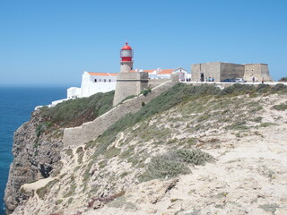 Fototapeta na wymiar Leuchtturm am Cabo de Sao Vicente in Portugal