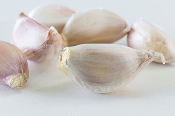 Garlic on a white table