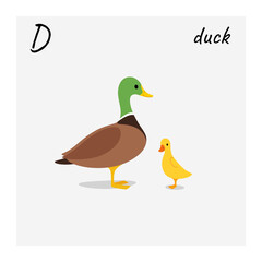 Cartoon duck - cute character for children. Cute flat illustration in cartoon style.