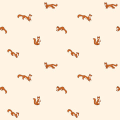 Simple seamless trendy animal pattern with ferret. Cartoon illustration.