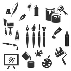 Set art icons isolated on white. Stencil collection. Vector stock illustration. EPS 10