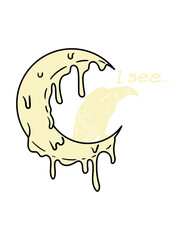 The moon with the bird cartoon 