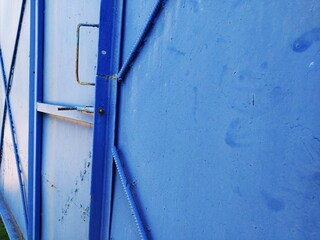 old blue gate wicket with blue paint