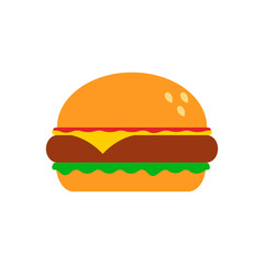 Burger flat, Fast food icon, vector illustration isolated on white background
