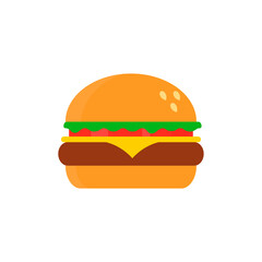 Burger flat, Fast food icon, vector illustration isolated on white background