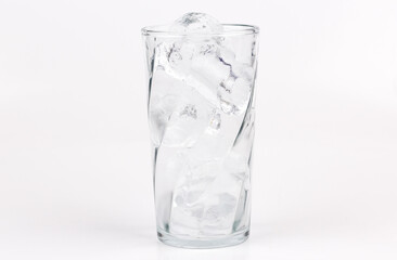ice in glass on white background