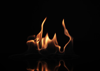 Beautiful bright fire flames on black background