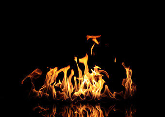 Beautiful bright fire flames on black background