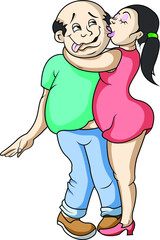 intimate kiss of a pregnant wife